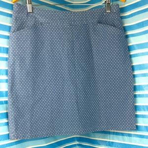 Polka dot Denim Mini Skirt with in built shorts Skorts with pockets MEDIUM Blue